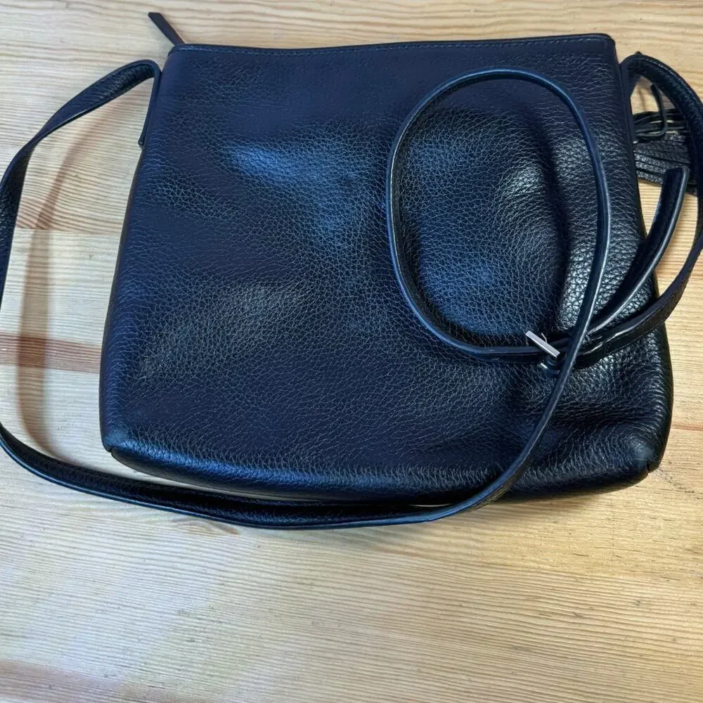 Kate Spade New York Black Pebbled Leather Crossbody Bag Tassel Zip Pocket